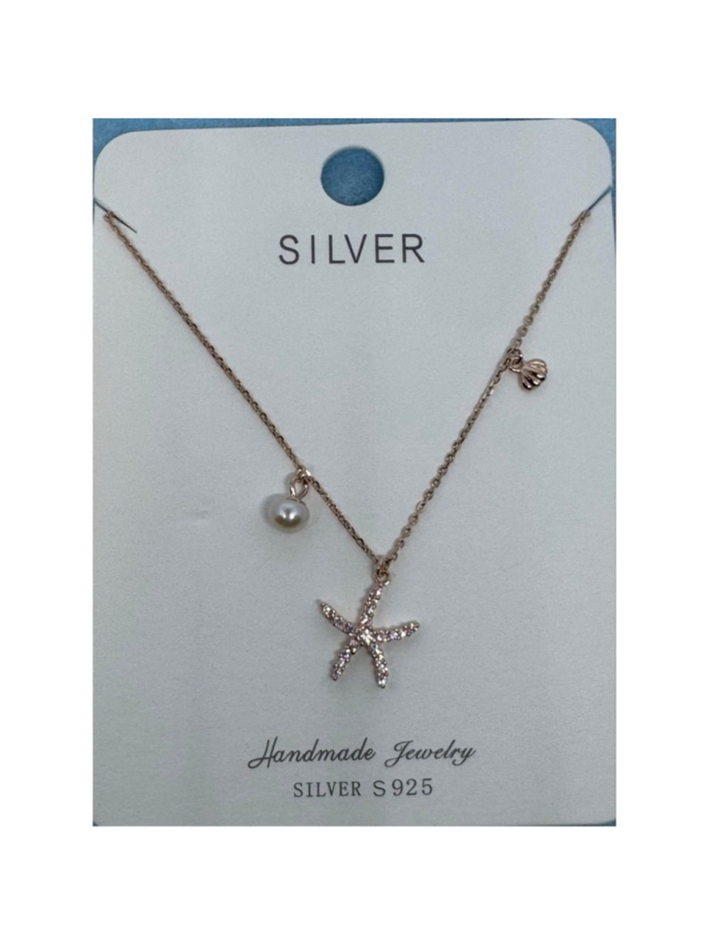 Sterling Silver Starfish Pearl & Seashell Charm Necklace | Beach Coastal Jew - Picture 3 of 6